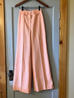 Vintage College Town Peach Wide-Leg Pants | High Waist Pleated Trousers | USA Ma